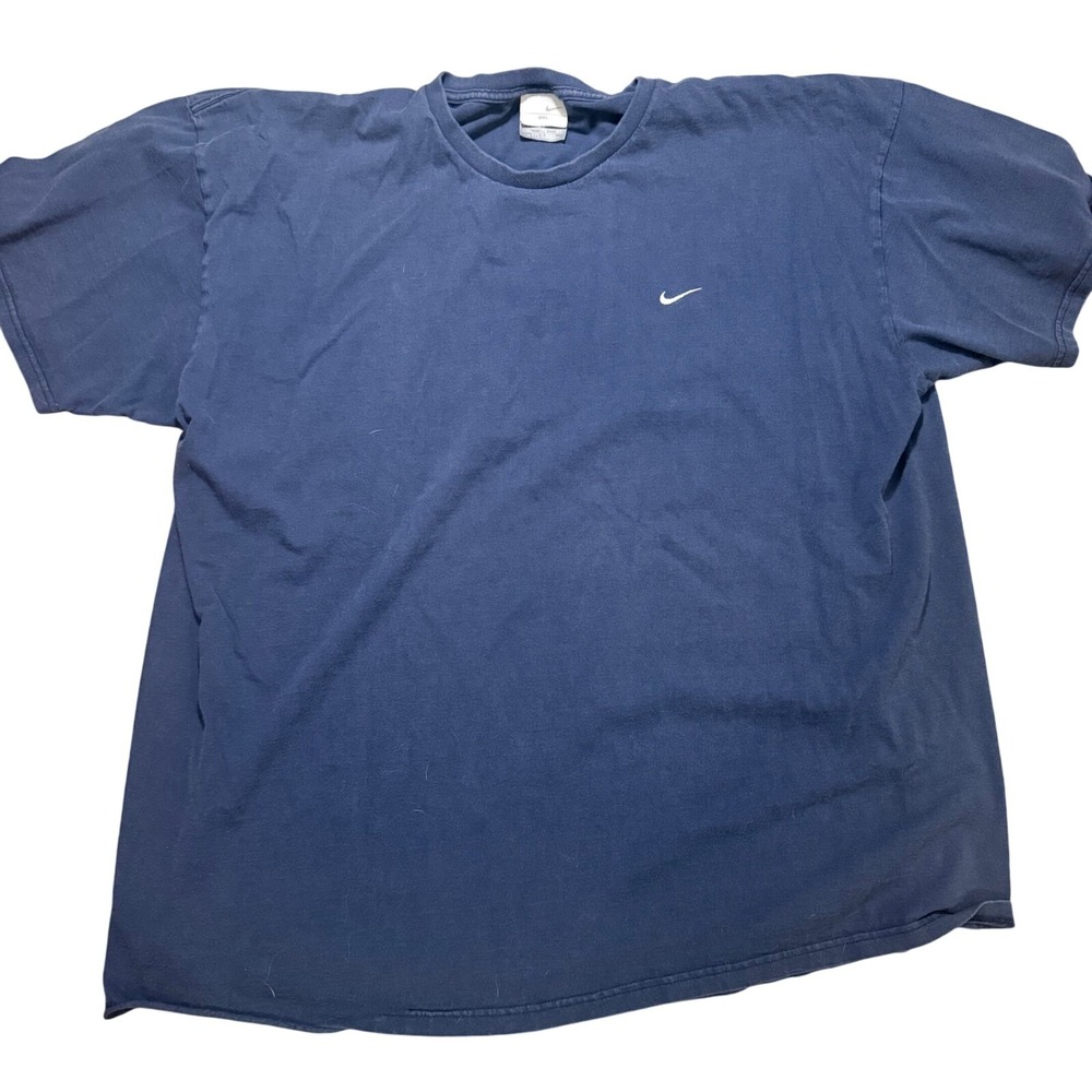 Vintage Nike T-Shirt Mens 3XL Navy Blue Athletic Cotton Embroidered Swoosh Tee